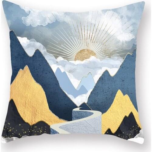 Japanese Watercolor Landscape Print Series Home Decoration Polyester Pillow Cover Cojines Decorativos Para Sofa