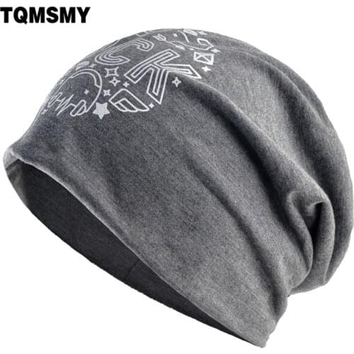 Unisex Hip Hop caps men Turban hat Rock letters beanies double layer bone Soft Cotton fabric hats For women Autumn spring cap
