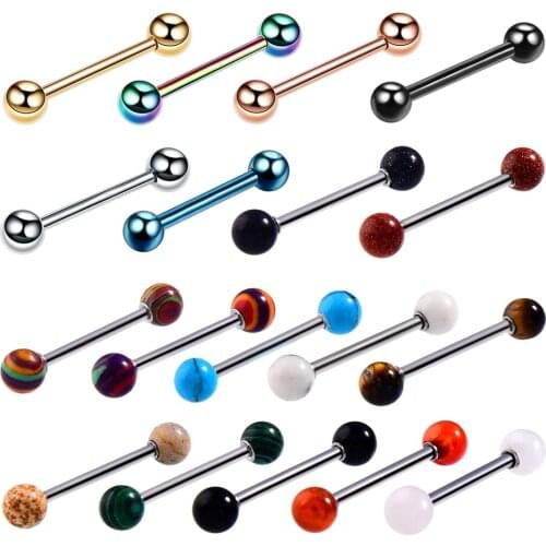 1PC Stainless Steel Long Industrial Barbell Ring Tongue Nipple Bar Tragus Helix Ear Piercing Body Jewelry Tongue Piercing
