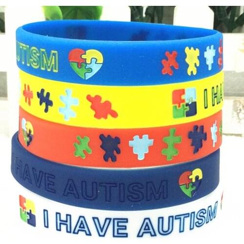 100pcs I have Autism awareness wristband silicone bracelet wrist band medical alert support hope