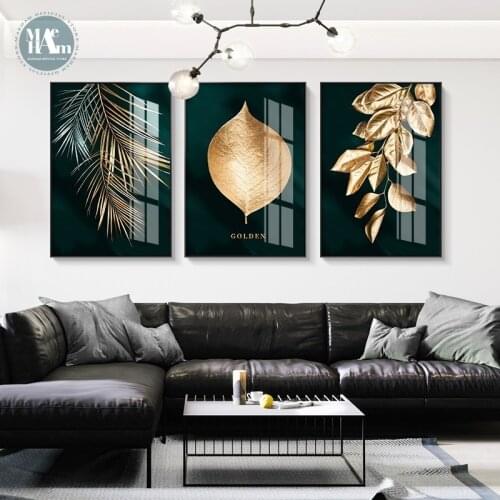 Nordic Abstract Gold leaves Canvas Art Paintings For Living Room Bedroom Porch Posters And Prints Wall Poster Home Decor
