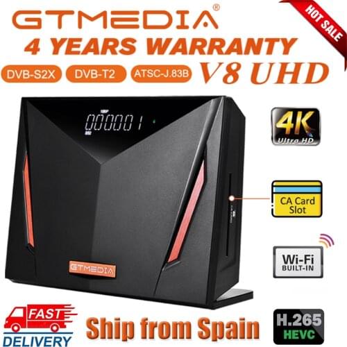 4K Gtmedia V8 UHD DVB S2 satellite receiver Built in wifi support H.265 DVB-S/S2/S2X+T/T2/Cable/ATSC-C/ISDBT better V8X/V8 Pro2