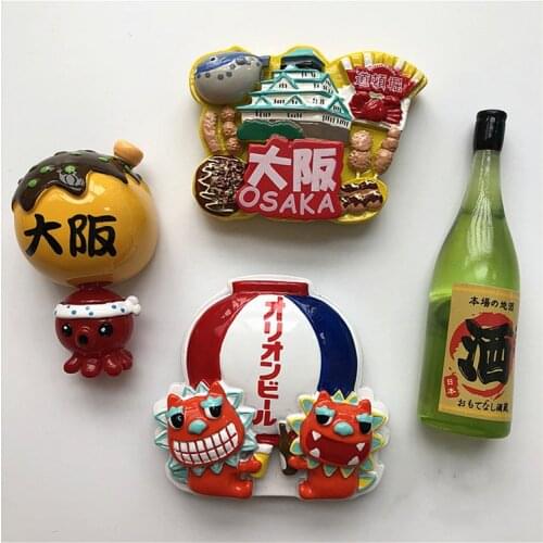 Stereo delicate japan tourism souvenir fridge magnet refrigerator kitchen decoration sake Osaka takoyaki Okinawa sticker paste