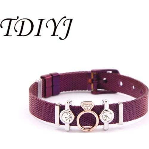 TDIYJ New Arrival Stainless Steel Mesh Bracelet Double Crystal Women Jewelry Wedding Birthday Love Gift 1Set