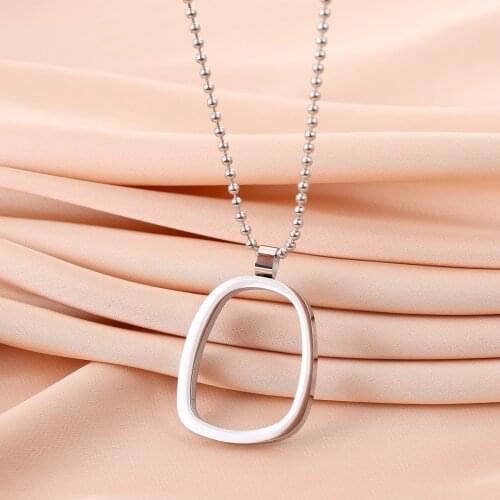 Geometric Sweater Chain Womens Big Square Rim Titanium Steel Necklace Hip-Hop Hipster Exaggerated Necklace Anti-Fading