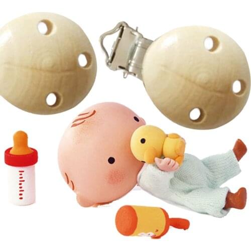 1/2/4/10 PCS Wooden Pacifier Clip Natural Wood Baby Pacifier Clips Dummy Clips DIY Pacifier Chain Molar Accessory