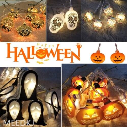 1.5m 10 lights, Halloween string lights, ghost festival led pumpkin string lights, holiday decoration lights (without battery)