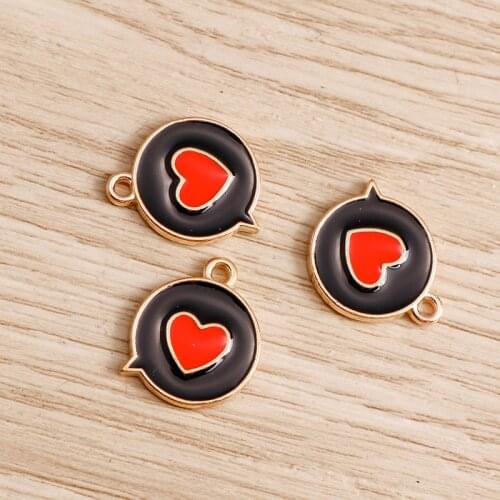 10pcs/lot 14*17mm 3 Color Enamel Love Heart Charms Fit Jewelry Making Circle Tail Charms Handmade Crafts DIY Necklaces Bracelets