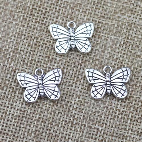 10 Pieces 19*14mm Mixed Alloy Antique Silver Color Butterfly Charms Vintage Pendant Accessory For DIY Jewelry Making