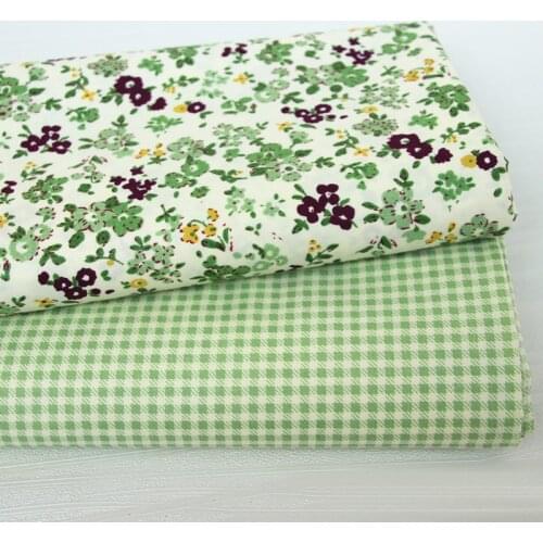 100%Cotton Fabric Green floral lattice Twill Printed Cloth Baby Clothing dress DIY Handmade Sewing quilting patchwork Cartoon