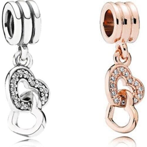 100% S925 Silver New Heart To Heart Fashion Surprise PAN Pendant Suitable For Original Pandora Bracelet Women Diy Charm Jewelry