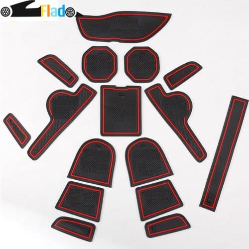 16pcs For Jeep Renegade 2015-2020 Interior Door Gate Non-slip Cup Pad Mat Slot Door Groove Mat Non-slip Cup Pads
