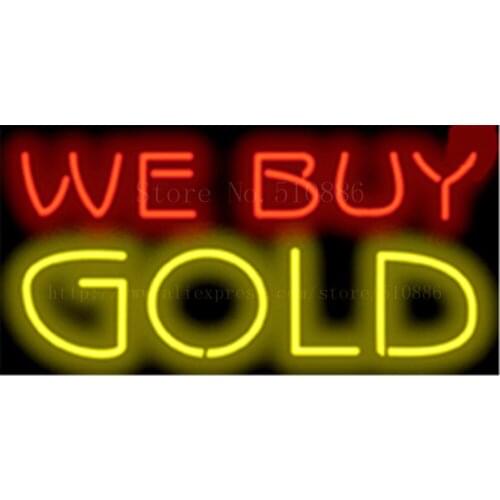 17*14" We Buy Gold NEON SIGN REAL GLASS BEER BAR PUB LIGHT SIGNS store display Pawn Shop Restaurant Shop Advertising Lights