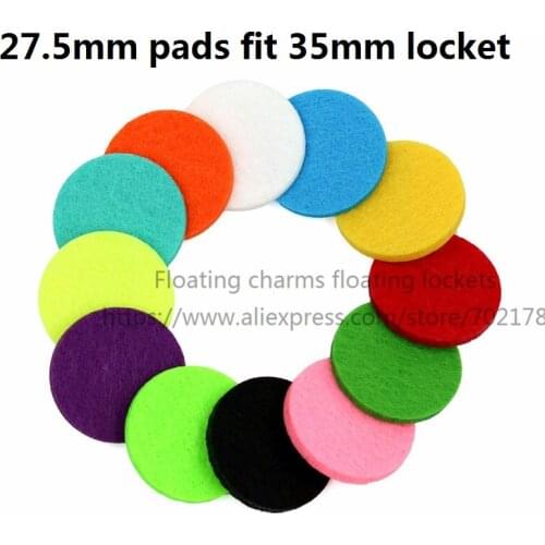 20pcs Colorful Aromatherapy Felt Pads 27.5mm Fit for 35mm Essential Oil Diffuser Locket Floating Locket color randomly