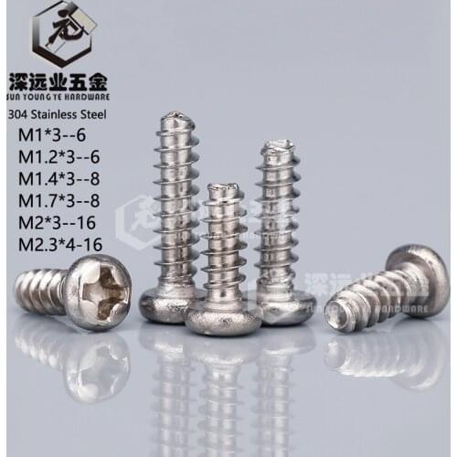 2000pcs Cross Recessed Pan Head Flat Tail Self Tapping Screws M1 M1.2 M1.4 M1.7 M2.3 / Stainless Steel Phillips Round Head Screw