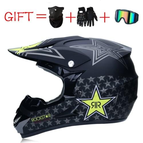 3 Gifts Racing Off-road Motorcycle Helmet DOT Casco Moto Motocross Dirt Bike Full Face Helmet Moto Vintage Casco Motocross