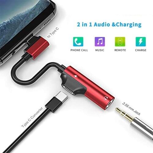 Type C to 3.5mm Headphone Jack audio Adapter Extension cable Converter With Charger option For Samsung For Xiaomi / huawei #830