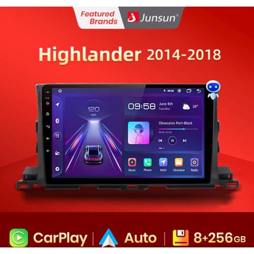 Junsun V1 2G+32G Android 10.0 RDS For Toyota Highlander 2014-2018 Car Radio Multimedia Video Player GPS RDS 2 din dvd
