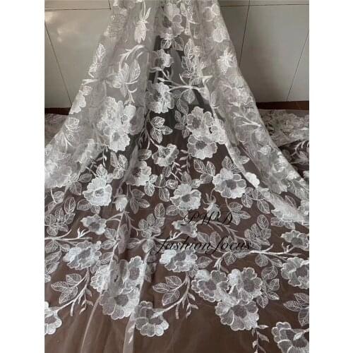 White Lace Fabric French Lace Fabric Chantilly Embroidery African Lace Fabric For Wedding Dress Lace Fabric