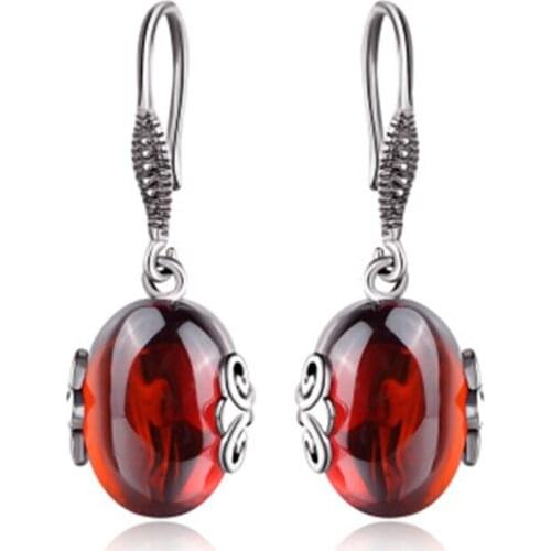 BESTLYBUY 925 sterling silver Thai silver blue corundum garnet earrings long fashion atmosphere jewelry gift for women