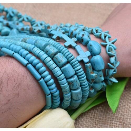 Blue Abacus Stone Turquoises Loose Spacer Seed Round Teardrop shape Loose Beads 15" Strand 8MM DIY Charm Beads Jewelry Making