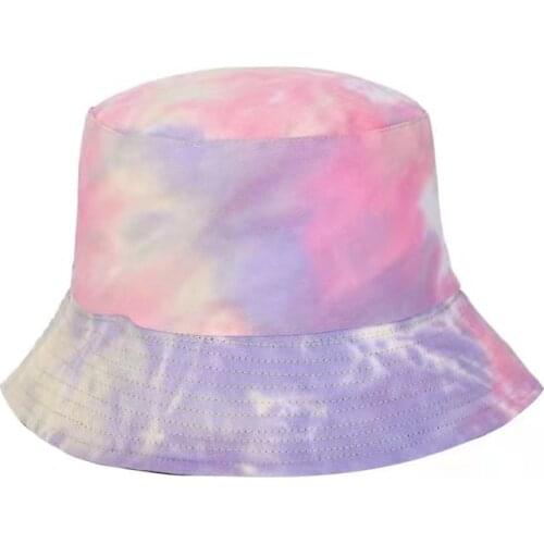 Double-sided Wearing Cap Visor Rainbow Color Tie -Dye Bucket Hat Men And Women Cotton Flat Sun Hat Reversible Sun Fisherman Hats