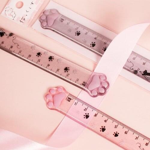 F3MA Creative Scale Ruler Cute Cartoon Cat Paw Straight Ruler Measuring Tool Stationery Math Ruler for Traveler Office School
