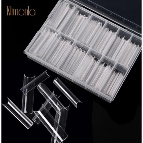 Maxx 240Pcs/Box C-Curve Ruler Design Full Cover Fake Nail Extension Length Transparent Hose Nail Patch Tips Salon Supplies