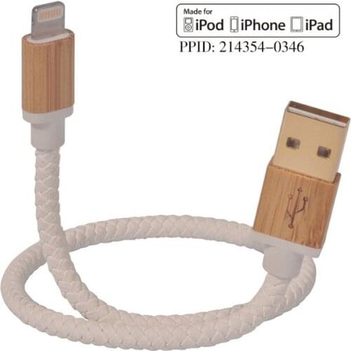 MFi Certified ZORESYN 30cm short USB Leather Braided Cable for iPhone XS Max XR X 8 Plus 7 Plus 6s 5s iPad mini iPad Pro - Brown