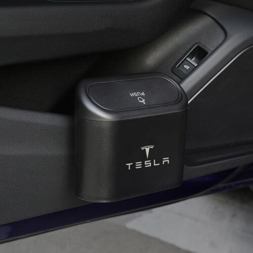 Car Multifunction Trash Can For Tesla Model 3 S X Y ABS Pressing Type Garbage Organizer Storage Bucket bin Box Automatic Rebound