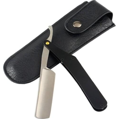 Men Razor Stainless Steel Barber Shaving Shaver Safe Knife for Face Beard Cutting Folded Manual Razor with Storage Bag