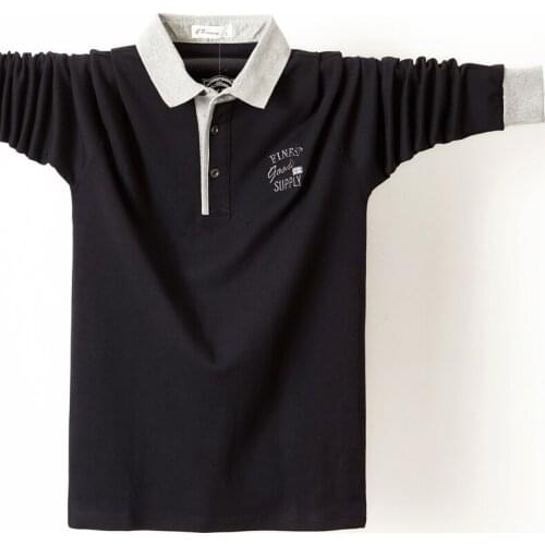 Plus size 6XL 5XL Men Polo Shirt Mens Business Work Casual Cotton Male Top Tees Autumn Long Sleeve Turn-down Collar Polo Shirts