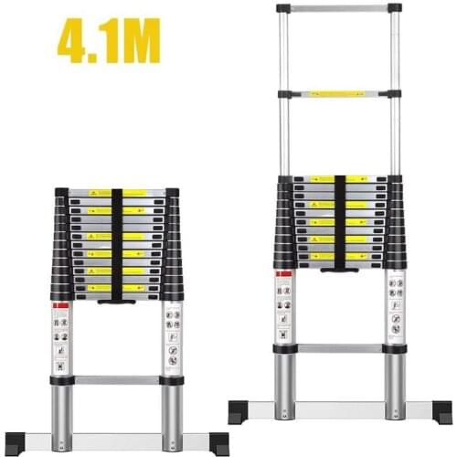 New Ladders 4.1m Stable Foldable telescopic aluminum ladder Multi Purpose Industrial Herringbone Straight Ladder step HWC