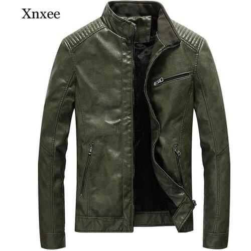 New Spring Mens Leather Jackets Stand Collar Motorcycle Pu Casual Slim Fit Coat Outwear Drop Shipping