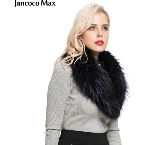 Jancoco Max 2019 New Genuine Raccoon Fur Scarf High Quality Winter Warm Muffler Real Fur Coat Collar Shawls S7140