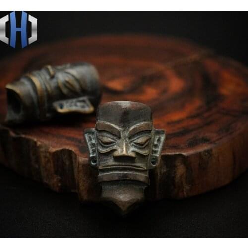 Original Bronze Series Copper Man EDC Umbrella Rope Knife Pendant Handmade DIY Pendant With Ornaments Knife Beads