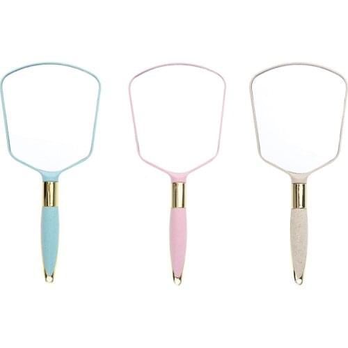 Plastic Handheld Makeup Mirror with Handle for Home Salon Use 24 x 10.8 cm