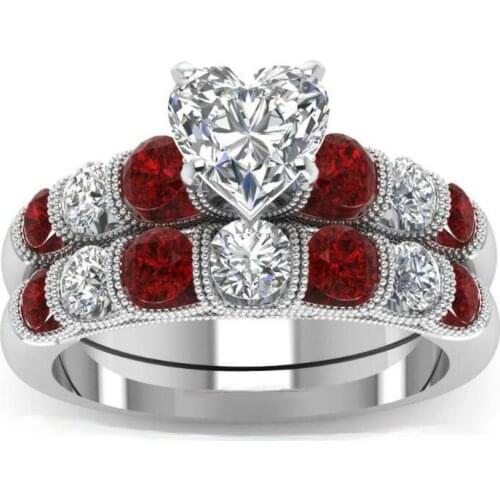 Stunning Luxury Jewelry Heart Ring 925 Sterling Silver Fill Pear Cut 5A Cubic Zirconia Party Wedding Engagement Band Ring Gift