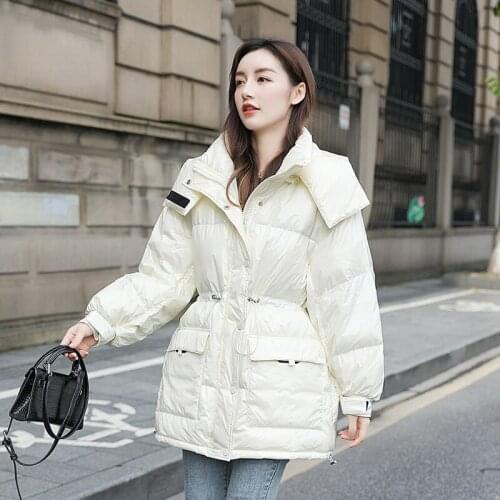 New season sale down jacket 2020 female in the glossy loose big yards long waist detachable cap coat