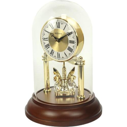 Luxury Gold Table Clock Desktop Clock Office Desk Clock Watches Crystal Rotating Home Decoration Living Room Bedroom Ornaments