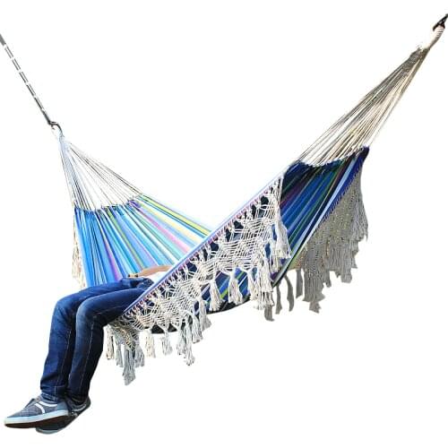 Nordic Style Brazilian Macrame Tassel Luxury Double Hammock Net Chair Indoor Swing