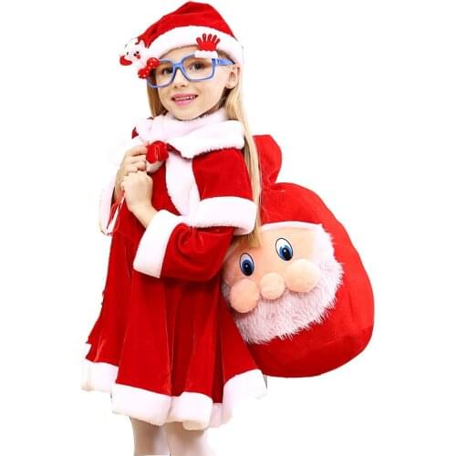 Christmas Dress For Girls Santa Claus Costume Baby Boys Cosplay Kids Clothes Set Long Sleeve Red Clothing for New Year Wear Cute
