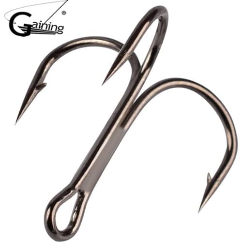 Gaining Fishing Hook 20pc/Lot 7cm 10cm High Carbon Steel Treble Hooks Fishing Tackle Black Fish Hook for Saltwater/Freshwater