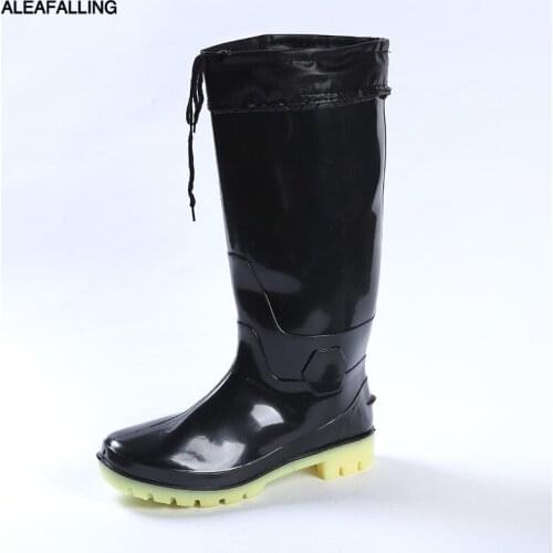 Aleafalling Workshop Rain Boots Thicken Warm Waterproof Labor Slip-on Rubber Men Shoes Casual Knee High Mature PVC Boots M80