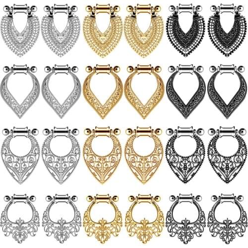 1Pair 4-30mm Vintage Boho Ear Gauges Dangle Stainless Steel Flower Ear Plug Earring Tunnel Strecher piring Oreja Dilataciones