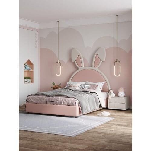Net red rabbit bed childrens girl princess bed cartoon single childrens bed 1.5m girls rabbit ear bed