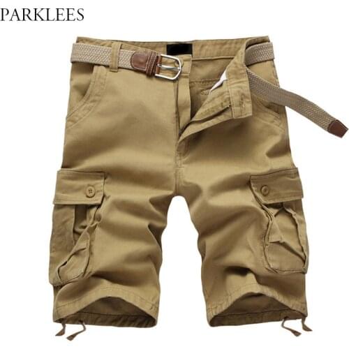Men Cargo Shorts Baggy Multi Pocket Men Shorts Pants 2020 New Straight Loose Military Tactical Short for Men Big Size No Belt