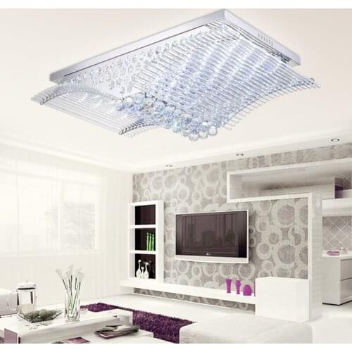 Modern minimalist romantic crystal ceiling lamp living room Mirs wing rectangular LED bedroom ceiling lamp sj2 ya75