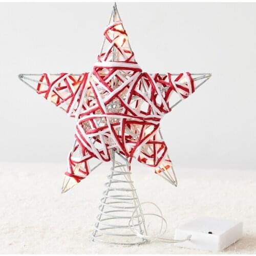 Led lighting wrought iron linen christmas tree star top decoration five-pointed star tree top star decoration