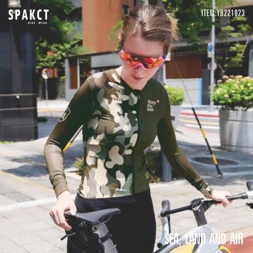 SPAKCT Spring Summer Cycling Jersey Mens Womens Long-sleeves Quick-dry Mountain Road Bike Cycling Jersey Camo Couple Jersey